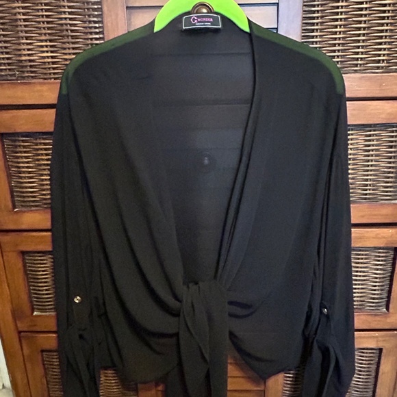 C Wonder by Christian Siriano Chiffon Shrug - Black - Picture 8 of 8